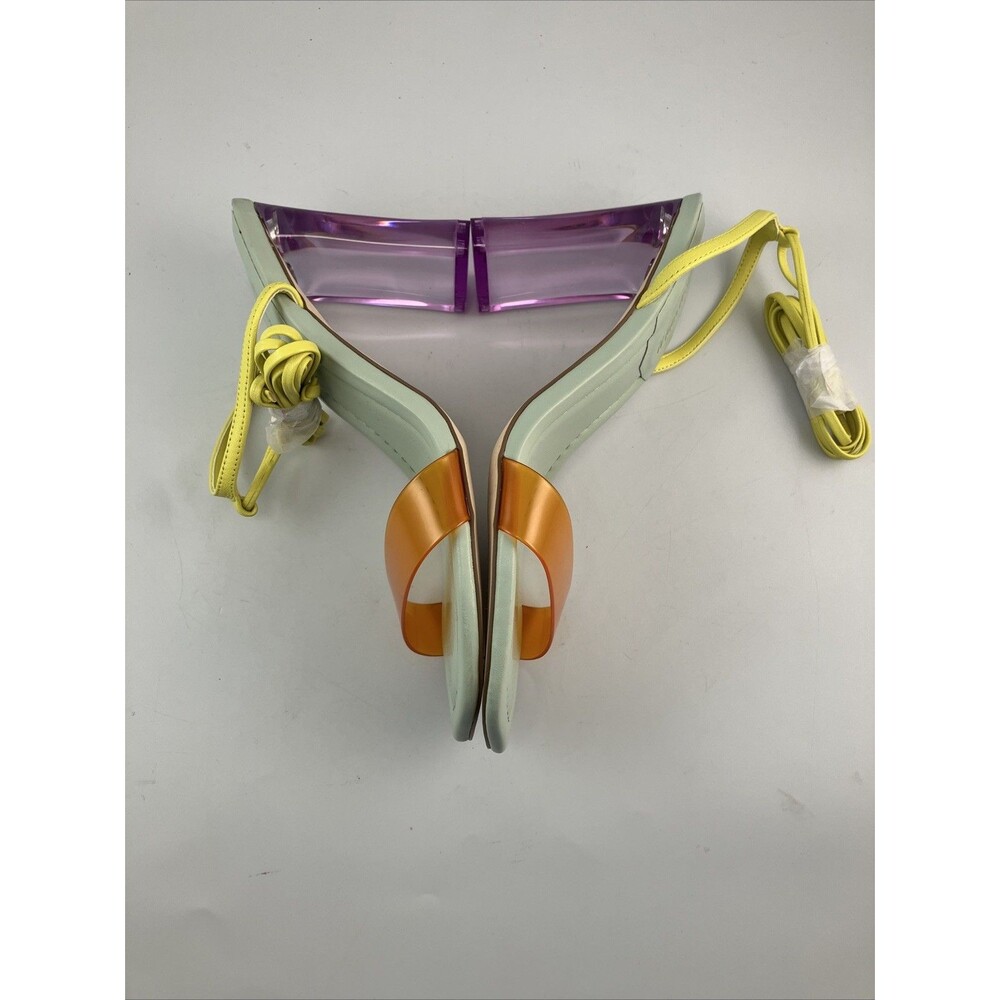 Steve Madden ELVY Women Yellow Lace-Up Orange Strap Purple Block Heel  6.5M - Picture 6 of 13